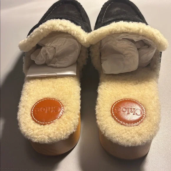 Chloe Black and Cream Mules - Picture 3 of 10